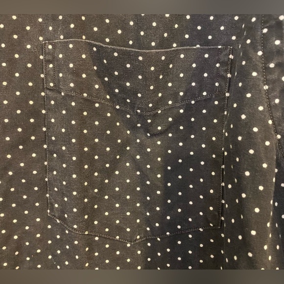 RRL Double RL Ralph Lauren Button Up Shirt Size XL Black With White Polka Dots - Picture 4 of 6